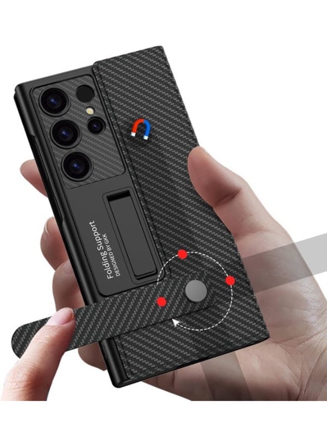 GKK Premium GKK For Samsung Galaxy S25 Ultra Leather Flip Case with Card Holder, Kickstand Leather Flip Phone Cover، Carbon Black، Samsung Galaxy S25 Ultra - Image 2