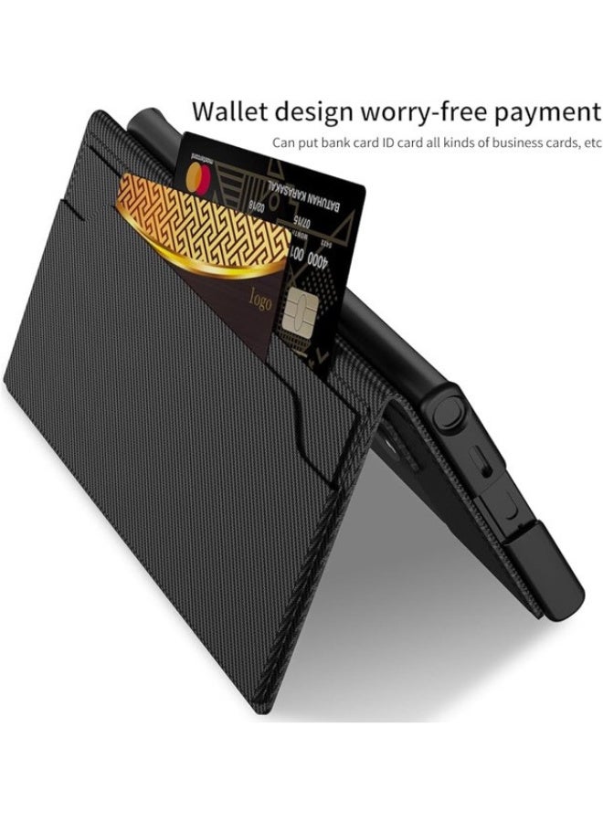 GKK Premium GKK For Samsung Galaxy S25 Ultra Leather Flip Case with Card Holder, Kickstand Leather Flip Phone Cover، Carbon Black، Samsung Galaxy S25 Ultra - Image 5