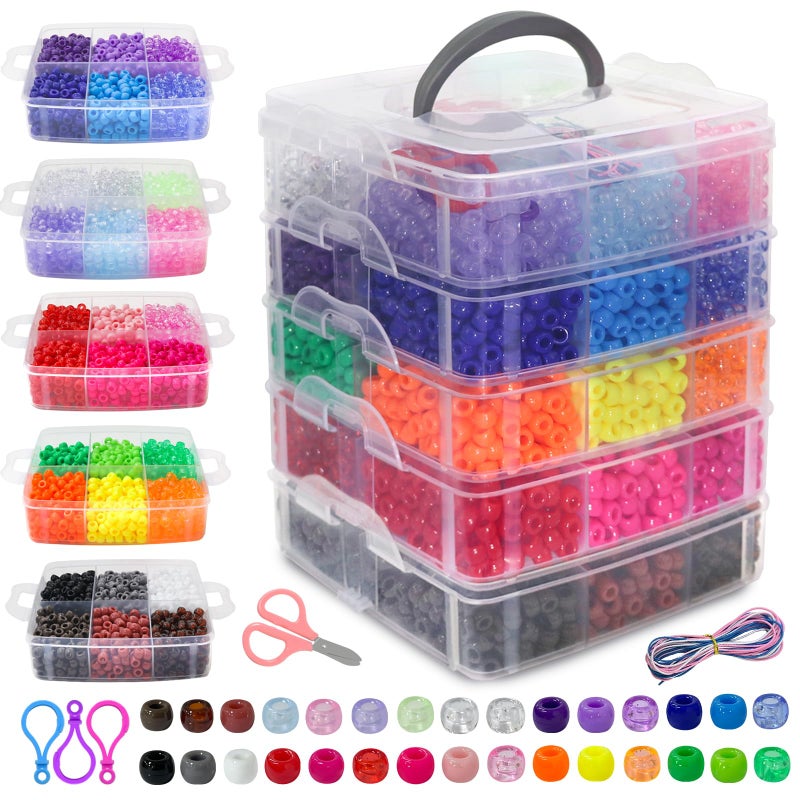 JULIMAIDONG 5700Pcs Pony Beads Bulk,30 Colors Rainbow Kandi Bead for Hair Braiding Friendship Bracelet Making Kandi Jewelry Key Chains DIY Crafts Chirstmas Gifts - Image 2