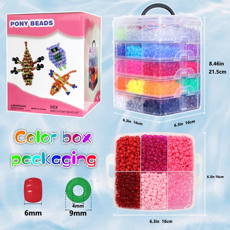 JULIMAIDONG 5700Pcs Pony Beads Bulk,30 Colors Rainbow Kandi Bead for Hair Braiding Friendship Bracelet Making Kandi Jewelry Key Chains DIY Crafts Chirstmas Gifts - Image 3
