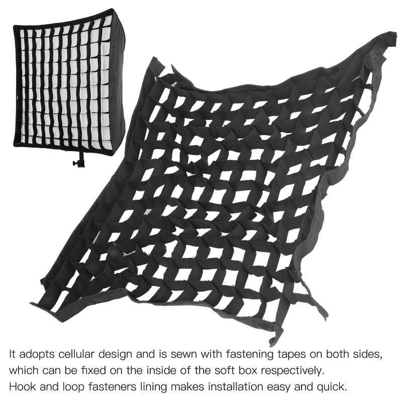 60x60cm Softbox Nylon Honeycomb Grid with Hook Fasteners for Studio Lighting Control - Image 3