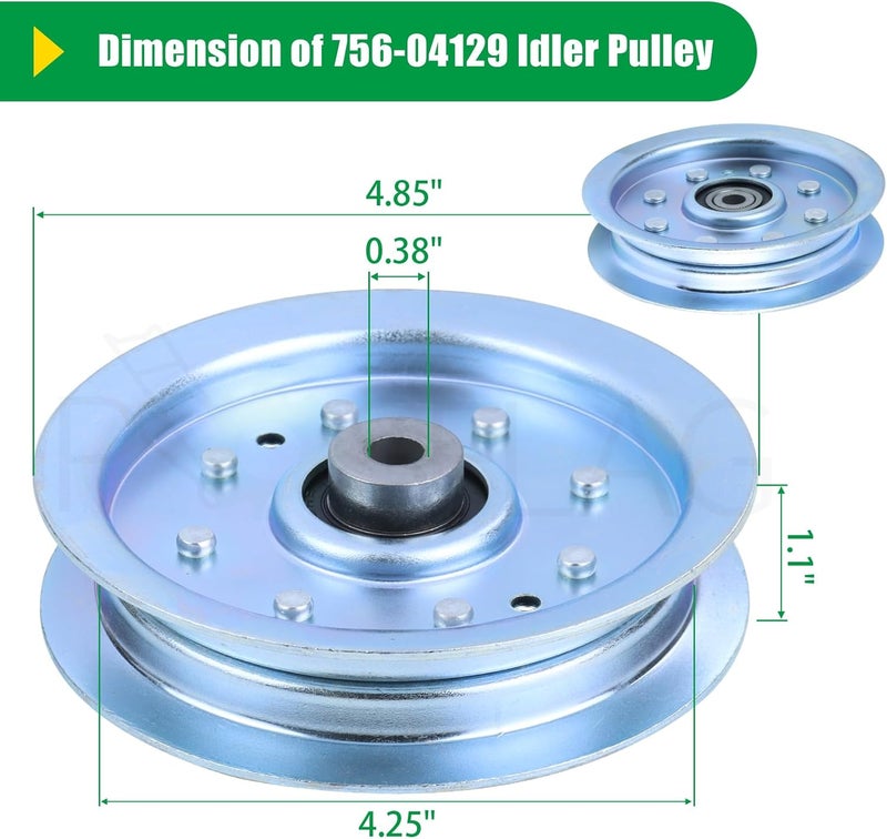POSFLAG 2 Pack 753-08171 Idler Pulley Kit Replaces Cub Cadet 756-04129B Idler Pulley 756-04129B, Idler Pulley 753-08171, MTD 75308171, 756-04129, 956-04129 753 08171 for Cub Cadet RZT50, LTX1040 Decks - Image 4