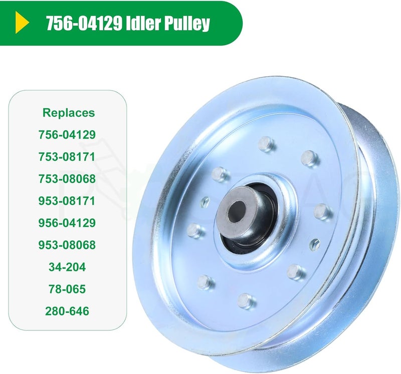 POSFLAG 2 Pack 753-08171 Idler Pulley Kit Replaces Cub Cadet 756-04129B Idler Pulley 756-04129B, Idler Pulley 753-08171, MTD 75308171, 756-04129, 956-04129 753 08171 for Cub Cadet RZT50, LTX1040 Decks - Image 3