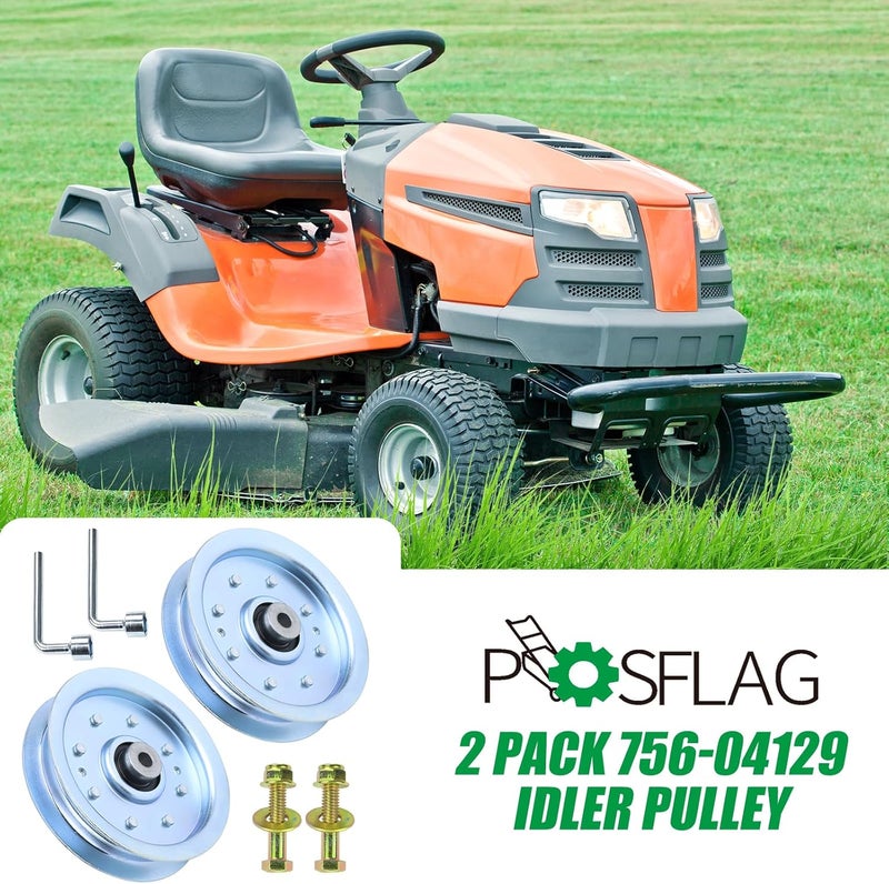 POSFLAG 2 Pack 753-08171 Idler Pulley Kit Replaces Cub Cadet 756-04129B Idler Pulley 756-04129B, Idler Pulley 753-08171, MTD 75308171, 756-04129, 956-04129 753 08171 for Cub Cadet RZT50, LTX1040 Decks - Image 2