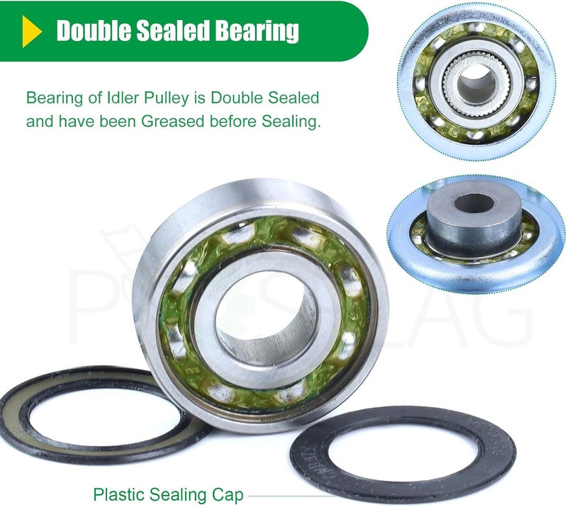 POSFLAG 2 Pack 753-08171 Idler Pulley Kit Replaces Cub Cadet 756-04129B Idler Pulley 756-04129B, Idler Pulley 753-08171, MTD 75308171, 756-04129, 956-04129 753 08171 for Cub Cadet RZT50, LTX1040 Decks - Image 5