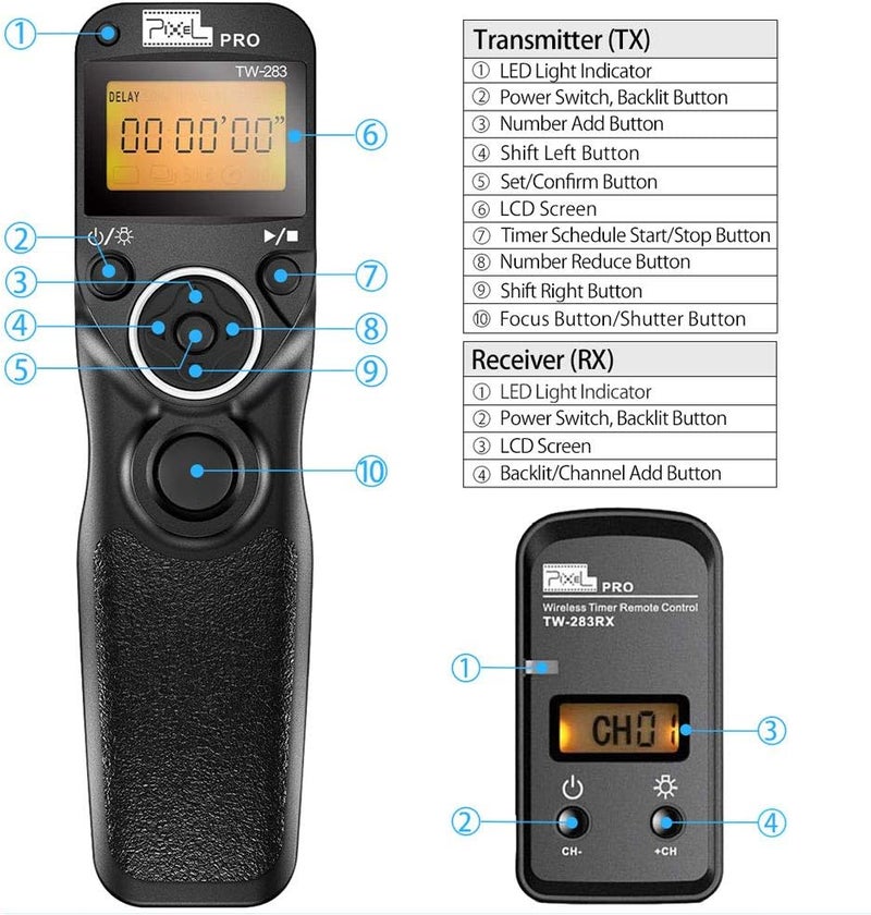 Pixel Wireless Remote Shutter Compatible for fujifilm, TW-283 90 Remote Shutter Release 2.4G Wireless Timer Remote Control Compatible for Fuji Cameras - Image 2