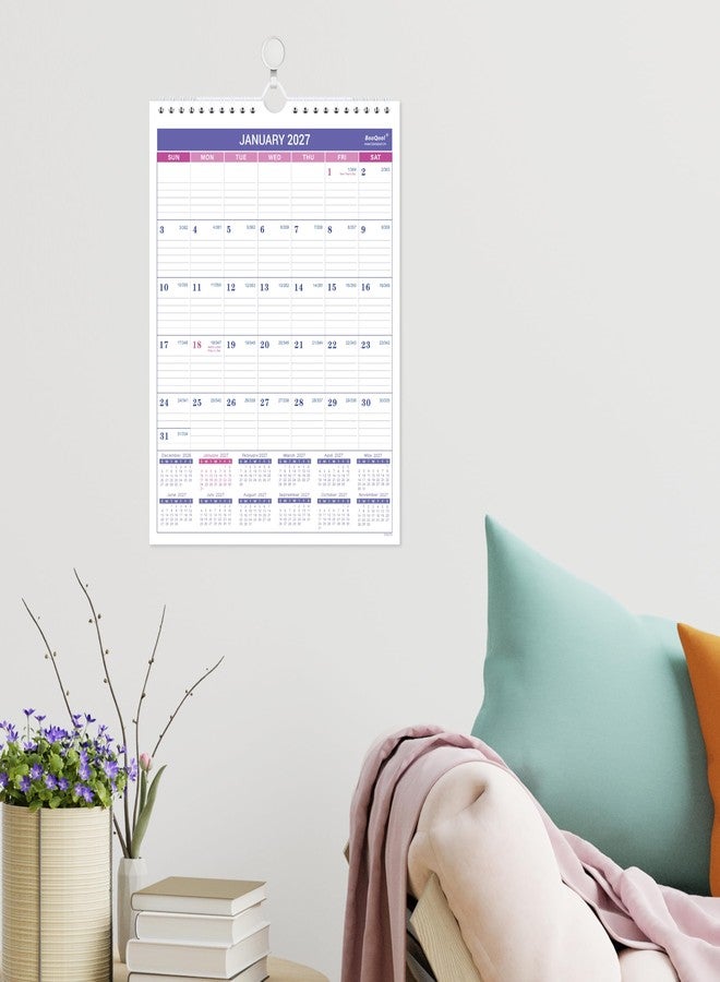 BooQool 2027 Wall Calendar - Small Wall Calendar 2027, JAN 2027 - DEC 2027, 8.5" x 11", Twin-Wire Binding, Ruled Blocks, Julian Dates, Premium Paper - Image 2
