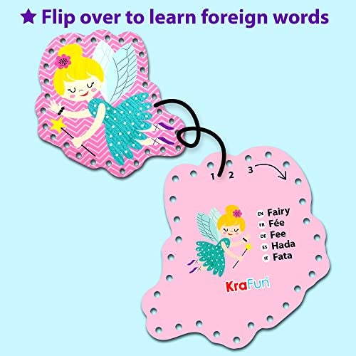 KRAFUN Beginner Unicorn My First Lacing Card Kit for Kids Arts & Crafts, 10 Easy Princess, Mermaid, Lacing Projects, Toddlers Lace Project, Fine Motor Preschool Skills Toys - Image 4