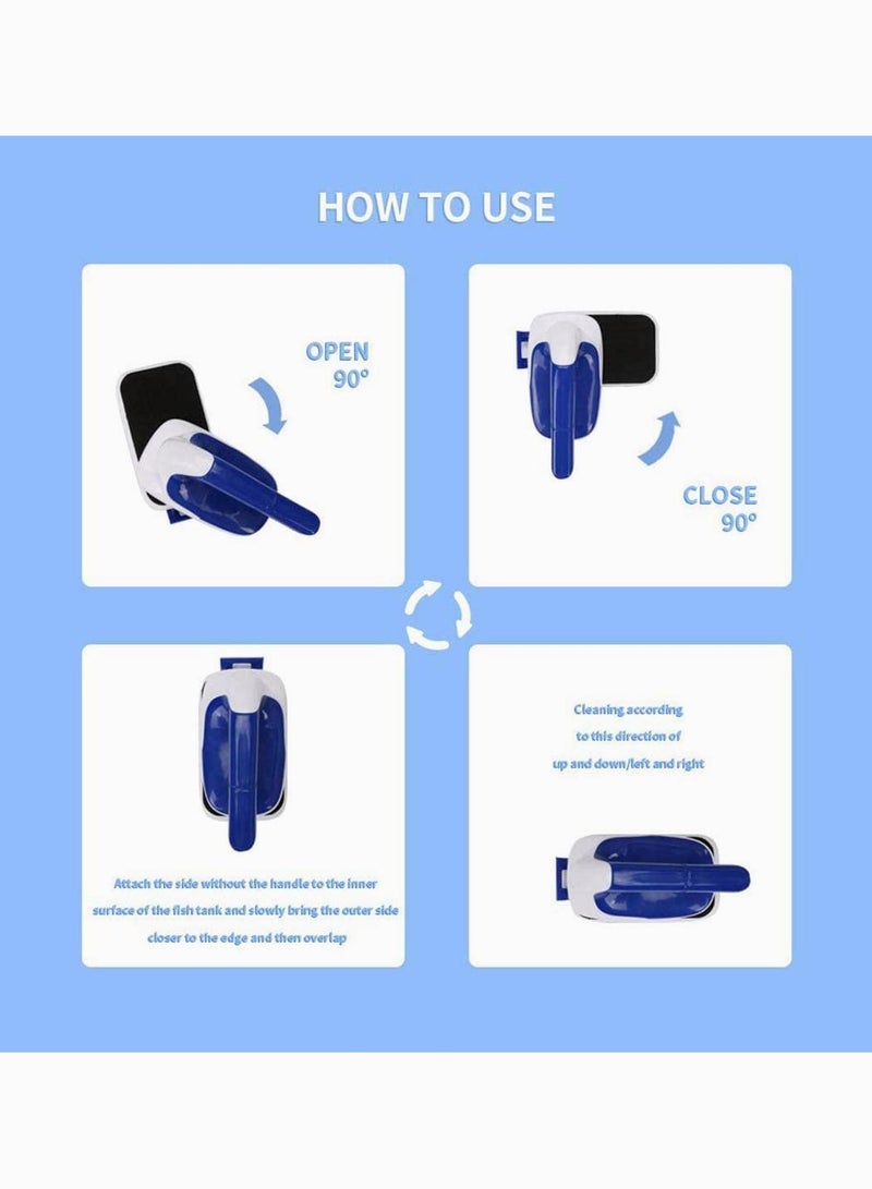 SYOSI Magnetic Aquarium Fish Tank Cleaner Fish Tank Glass Cleaner Floating Clean Brush with Handle Design Aquarium Glass Algae Scraper Brush Efficient Magnet Cleaner - Image 5