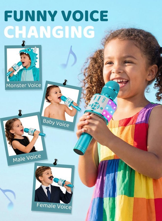 Amazmic Kids Karaoke Microphone Machine Toys for Girls Bluetooth Microphone with LED Light, Mother's Day Birthday Gift for Girls Boys 3 4 5 6 7 8 9 10 11 12 Year Old Kids Toys(Blue) - Image 5