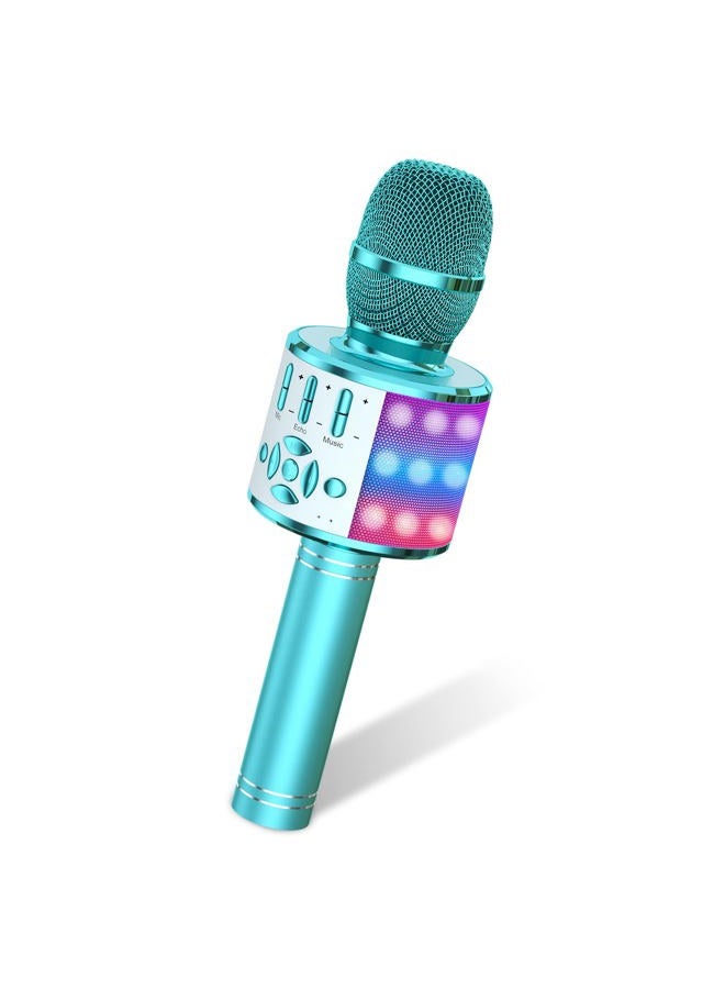 Amazmic Kids Karaoke Microphone Machine Toys for Girls Bluetooth Microphone with LED Light, Mother's Day Birthday Gift for Girls Boys 3 4 5 6 7 8 9 10 11 12 Year Old Kids Toys(Blue) - Image 1