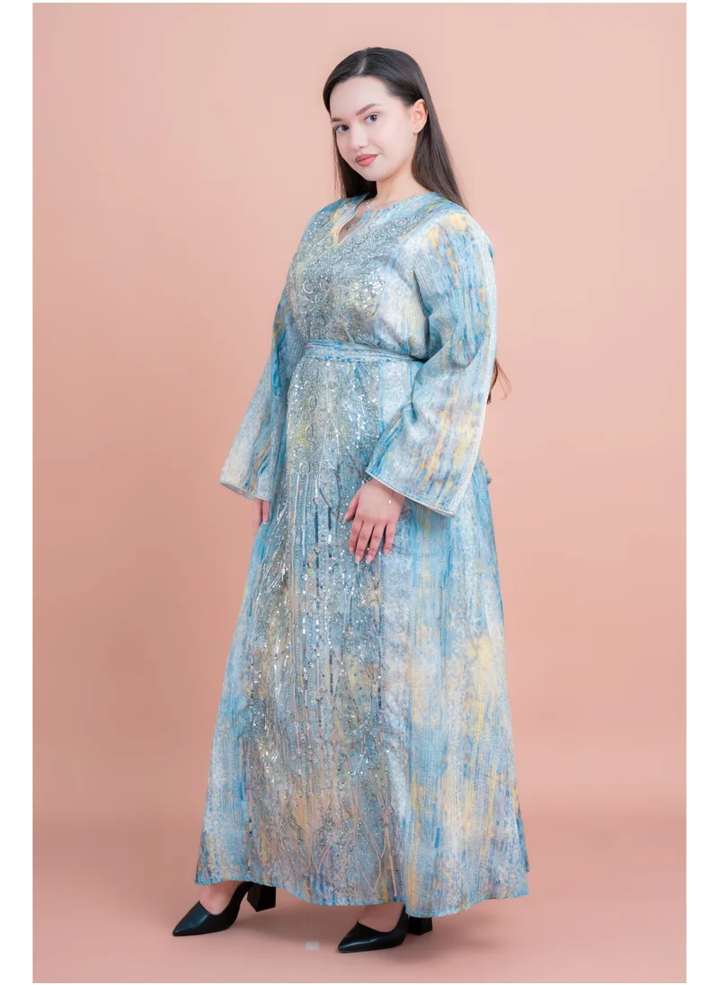 IKKXA Radiant Embroidery Jalabiya IK4016 Green