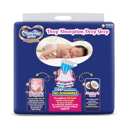 MamyPoko Pants Extra Absorb Baby Diapers, New Born (NB Size) | 0-5 kg | 74 Count |Deep Sleep Diapers| Soft Gentle fit |Deep Absorbent Crisscross | Skin Friendly with Coconut Oil | - Image 4