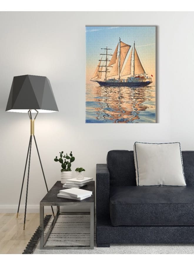 Home Gallery Canvas Wall Art, Abstract Framed Portrait of Sailing ship race. Cruises and yachting 120 W x 80 H x 2 D - Image 2