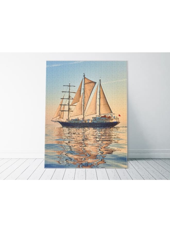 Home Gallery Canvas Wall Art, Abstract Framed Portrait of Sailing ship race. Cruises and yachting 120 W x 80 H x 2 D - Image 1