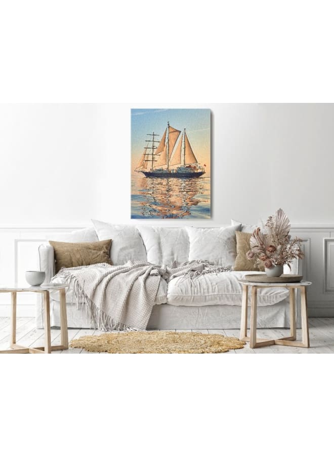 Home Gallery Canvas Wall Art, Abstract Framed Portrait of Sailing ship race. Cruises and yachting 120 W x 80 H x 2 D - Image 3