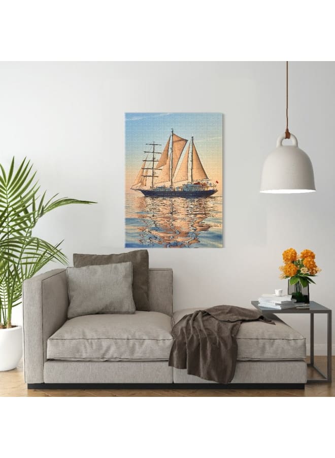 Home Gallery Canvas Wall Art, Abstract Framed Portrait of Sailing ship race. Cruises and yachting 120 W x 80 H x 2 D - Image 4