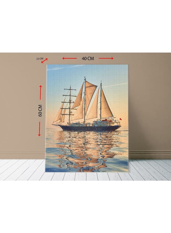 Home Gallery Canvas Wall Art, Abstract Framed Portrait of Sailing ship race. Cruises and yachting 120 W x 80 H x 2 D - Image 5