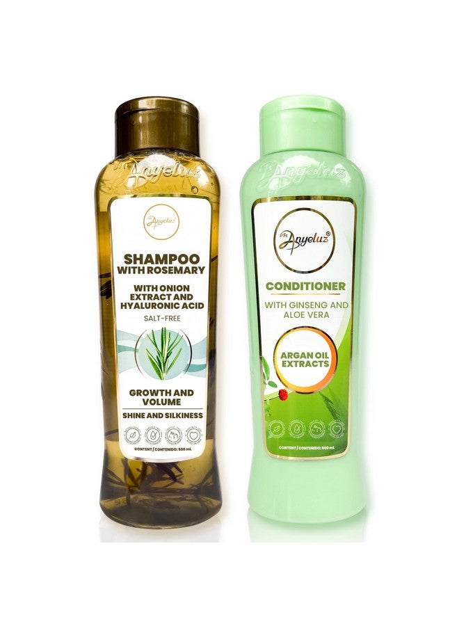 ANYELUZ Rosemary Shampoo And Aloe Conditioner Set, Volume And Hydration For Your Hair, With Hyaluronic, Argan Oil And Rosemary, Moisturizes And Enhances Shine  - Image 1