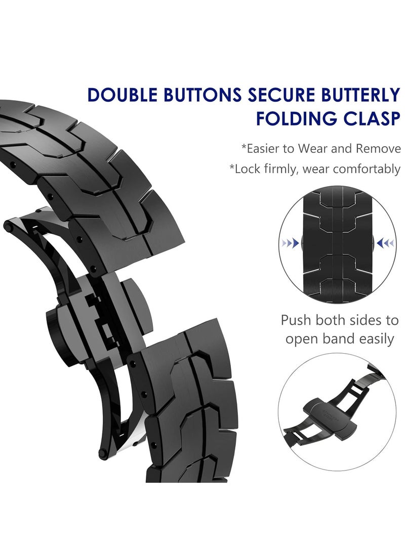 إس كولور لا توجد أحزمة فجوات لساعة سامسونج جالاكسي الترا حزام 47 ملم 2024 سوار معدني بديل من الفولاذ المقاوم للصدأ لجهاز Galaxy Ultra 47 ملم متوافق مع Watch 7 Ultra للرجال والنساء - Image 4