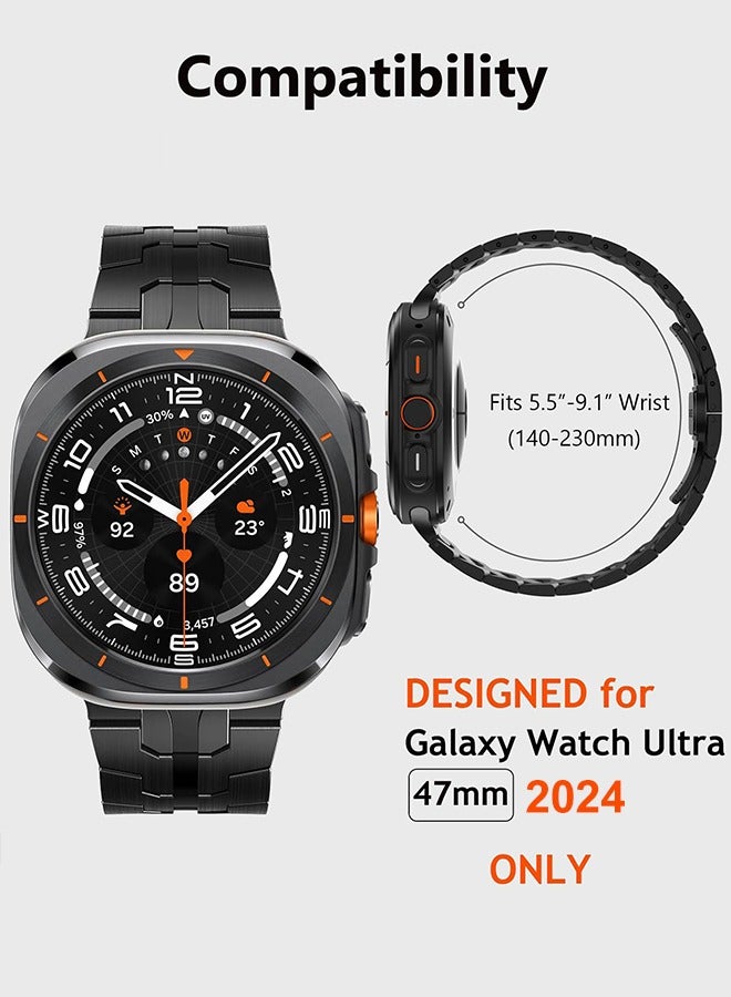 إس كولور لا توجد أحزمة فجوات لساعة سامسونج جالاكسي الترا حزام 47 ملم 2024 سوار معدني بديل من الفولاذ المقاوم للصدأ لجهاز Galaxy Ultra 47 ملم متوافق مع Watch 7 Ultra للرجال والنساء - Image 5
