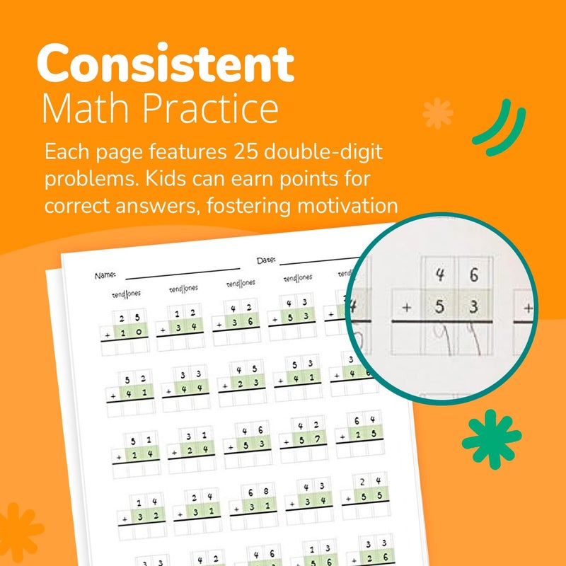 Channie's One Page A Day Double Digit Math Problem Workbook for 1st Graders, 2nd Graders, and 3rd Grade Simply Tear Off On Page a Day For Math Repetition Exercise! Addition and Subtraction Workbook - Image 3