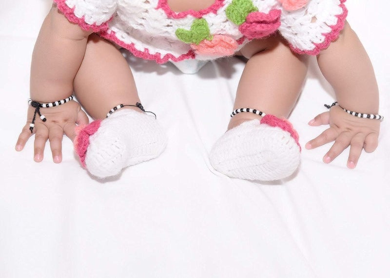 MPK Perfect Unisex-Child Best Gift For New Born Babies Black & White Beads Adjustable Size Nazariya Cotton Thread/Nazar Bracelet For Hands & Foot/Kamarband/Low West Najriya - Image 2