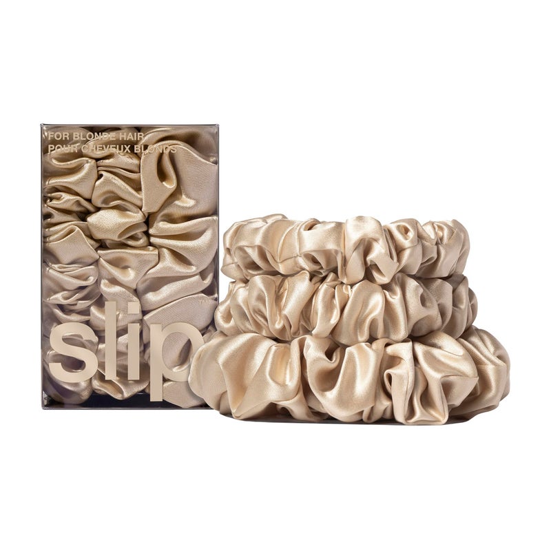 slip Back to Basics Blonde Midi Large Scrunchie Set Includes 2 Midi 1 Large Pure Silk Scrunchies 100 Mulberry Silk AntiCrease Gentle on Hair Prevents Breakage Elegant Durable - Image 2