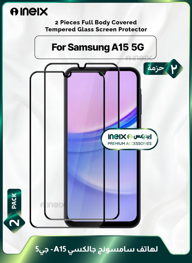 إينيكس واقي شاشة منحني من الزجاج المقوى بالغراء الكامل من قطعتين لهاتف سامسونج جالكسي ايه15-شفاف/أسود - Image 1