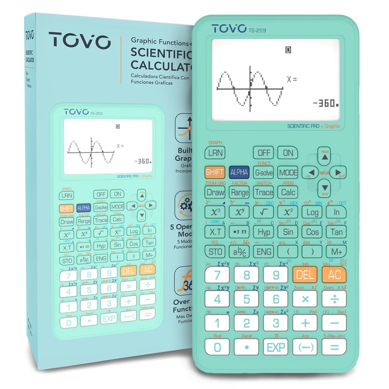 CATIGA Tovo Scientific Calculator With Graphing Functions  Multiple Modes  360 Functions  Large Screen  Intuitive Interface For Beginners  High School & Advanced Courses  Ts-259 (Developed By Catiga) - Image 1