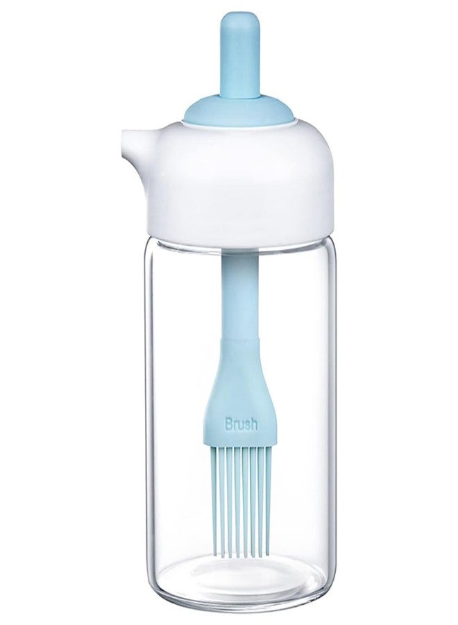 PRIME PICK زجاجة توزيع زيت زجاجية مع فرشاة سيليكون، 2 في 1، قطارة سيليكون، زجاجة قياس زيت للمطبخ، للطبخ والخبز والشواء، 230 مل (عبوة واحدة، أزرق) - Image 1