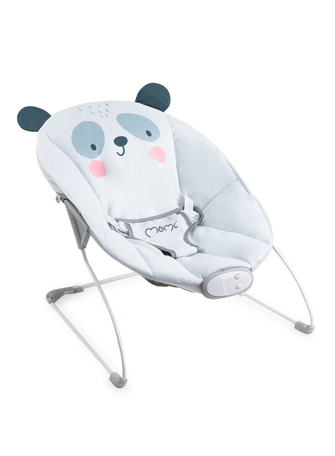 Momi GLOSSY Lightweight Baby Recliner Bouncer, A Cute Panda Smiles, Sensory Unit with 8 Melodies Vibrations, 3point Safety Belt, Anti-slip pad for 0+ Months, Grey - Image 1