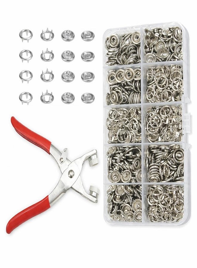 PRAYAN ENTERPRISE Snap Button Kit with Hand Press Tool and Multi-Color Metal Snap Fasteners in Plastic Storage Box (Silver) - Image 1