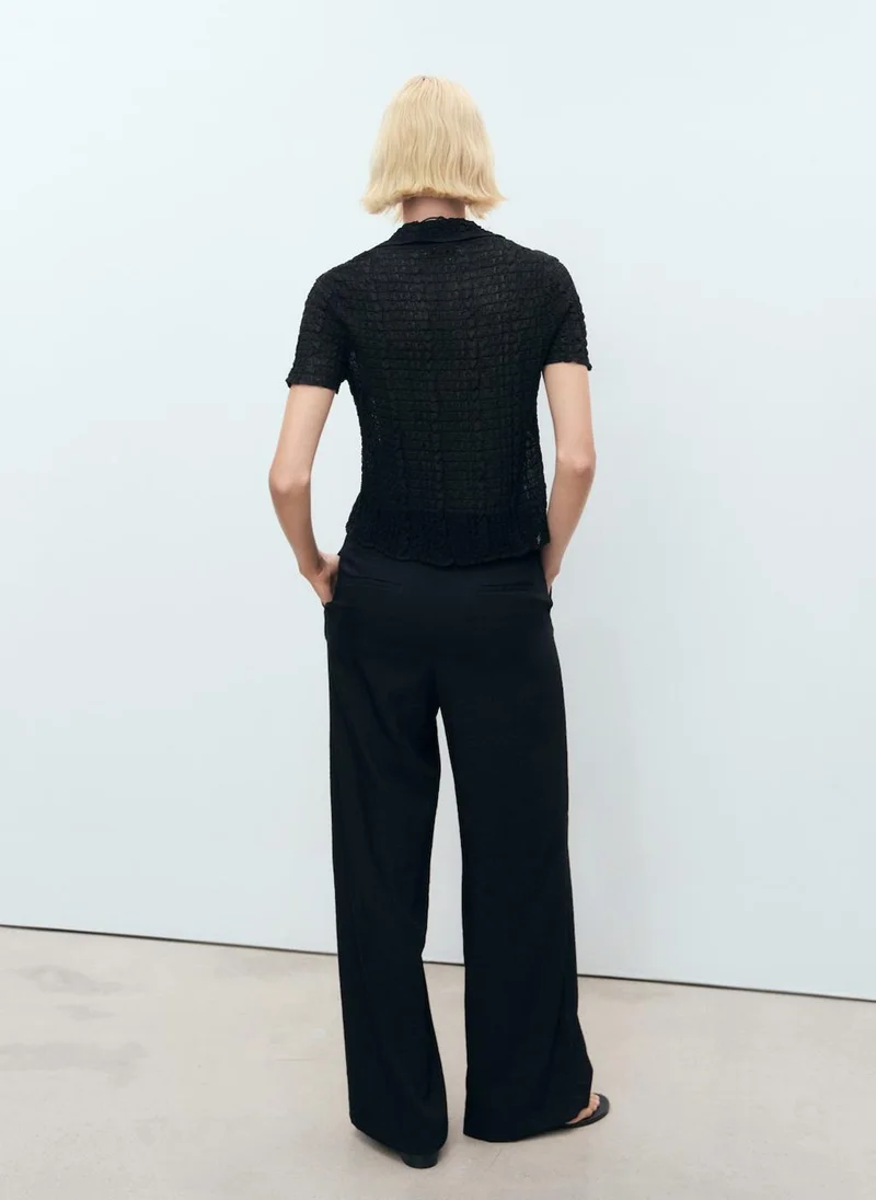 MANGO Wide Leg Pleated Pants
