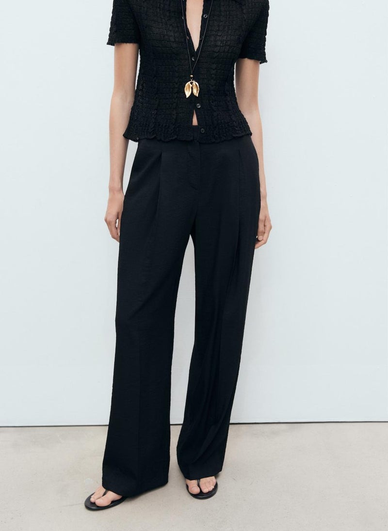 MANGO Wide Leg Pleated Pants  - Image 1