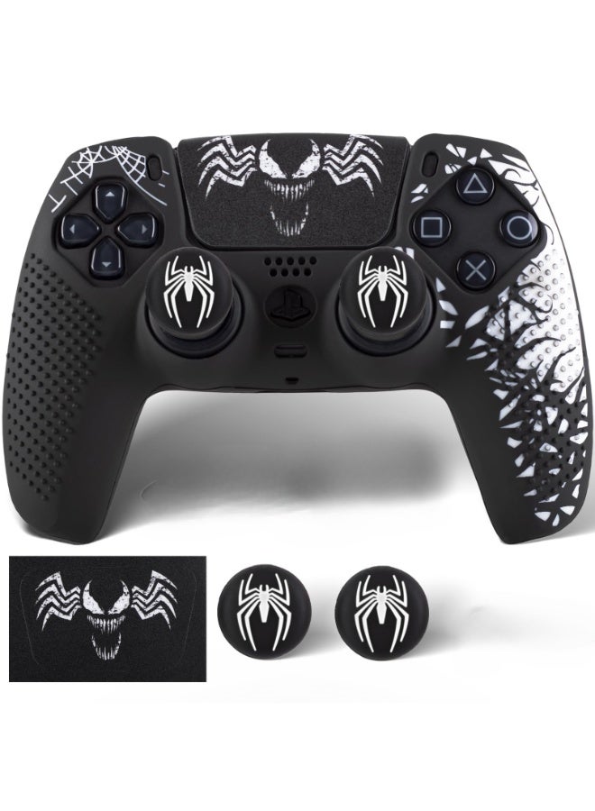 Chabeia Anti-Slip Silicone Cover Skin for PS5 Controller, Soft Rubber Case for PS5 Wireless Controller With 2 Sets Thumb Grips+Sticker * 1-Black-Head - Image 1