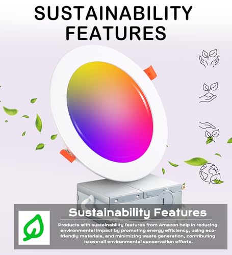 CLOUDY BAY [6 Pack] 6inch Smart WiFi LED Recessed Lights,RGBCW Color Changing Recessed Lighting,Compatible with Alexa and Google Home Assistant,No Hub Required,15W 2700K-6500K,CRI90+ Wet Location - Image 2