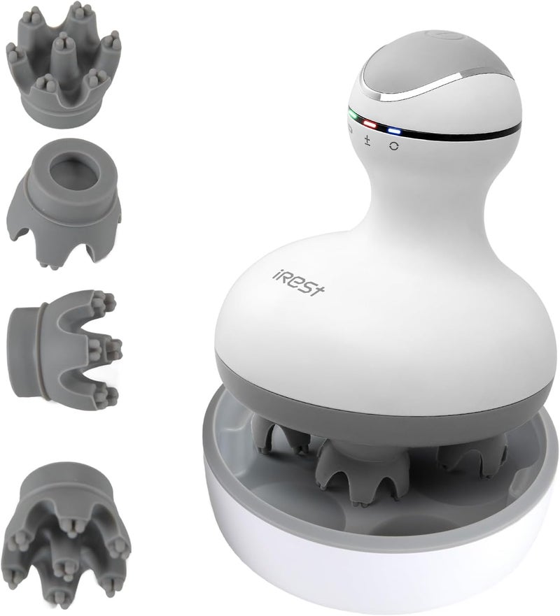 iRest Electric Hair Scalp Massager Rotating Waterproof with 4 Heads 84 NodesHandheld Portable Head Massager for Hair GrowthFullBody Massage and Stress Relax - Image 1