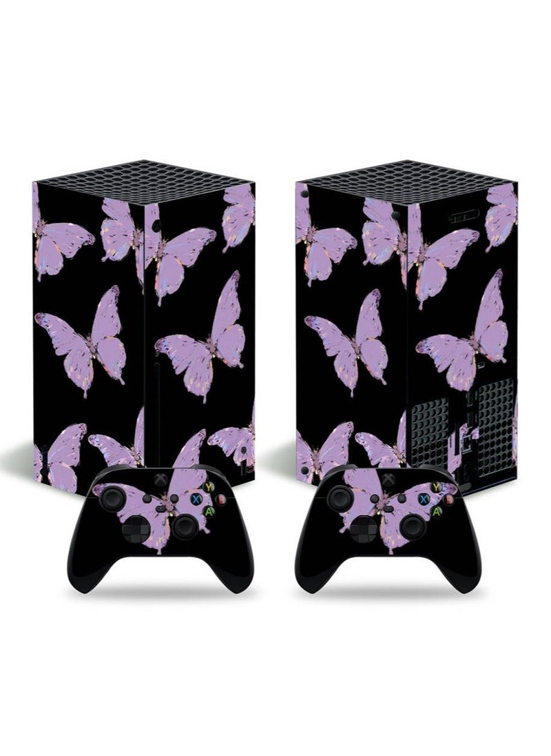 XBOX SERIES X Console Controller Skins Set, Skin Wrap Decal Sticker XBOX Series X, Protective Film Sticker for XBOX X Purple erfly,XBOX Series X Sticker, Vinyl Cover Sticker - Image 1
