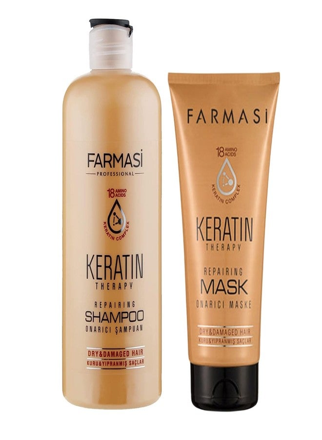 FARMASi Keratin Hair Shampoo and Mask, Smoothing, Silky Repairing Shampoo and Conditioner Hair Mask for Dry Hair 360 ml / 12.2 fl.oz - Image 1