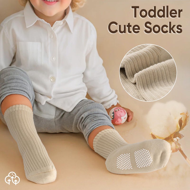 HONGTEYA 9 Pairs Toddler Boys Socks, Baby Non Slip Socks for Infant Cotton Sock with Grippers 0-5 Years (US, Age, 0 Months, 12 Months, Mix color) - Image 3