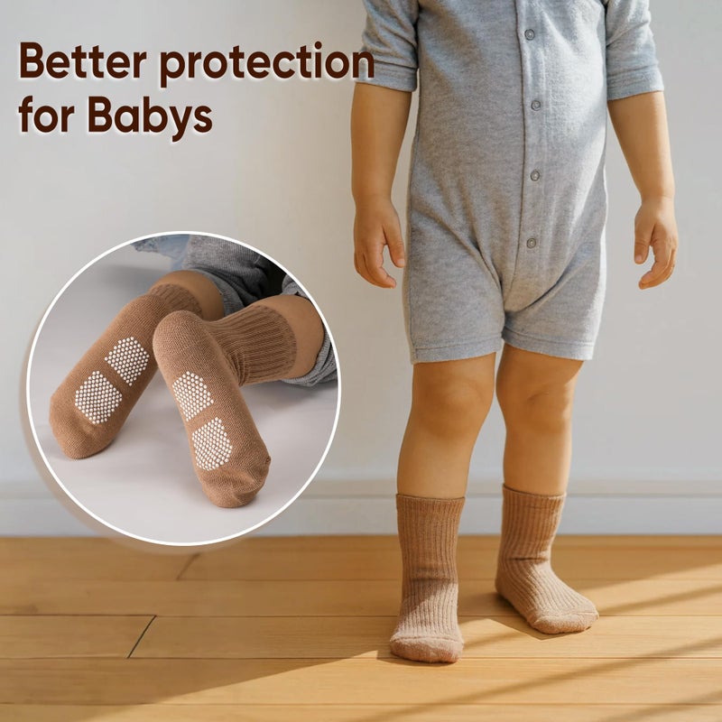 HONGTEYA 9 Pairs Toddler Boys Socks, Baby Non Slip Socks for Infant Cotton Sock with Grippers 0-5 Years (US, Age, 0 Months, 12 Months, Mix color) - Image 5