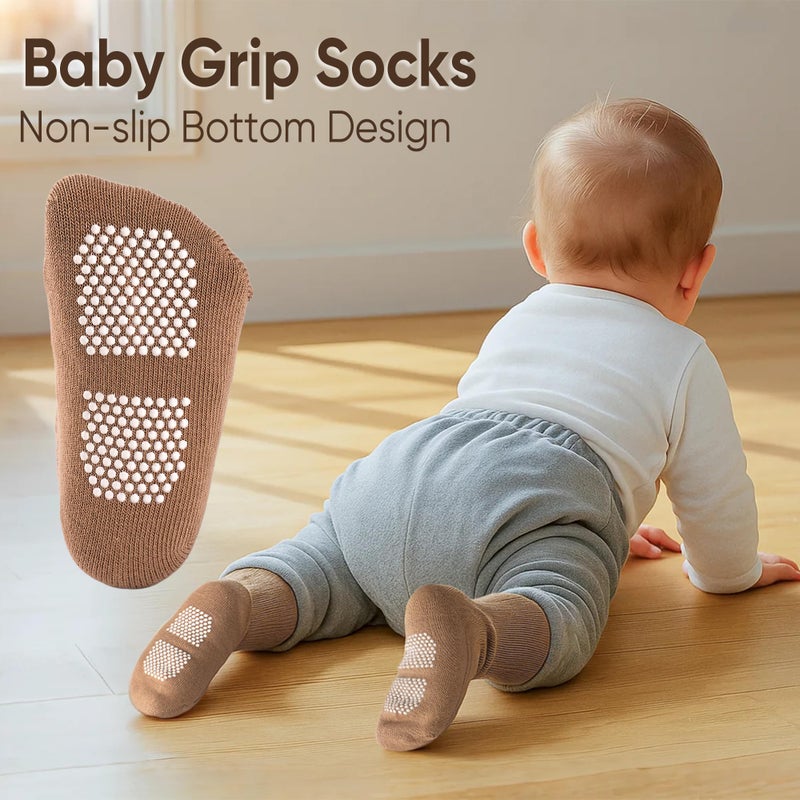 HONGTEYA 9 Pairs Toddler Boys Socks, Baby Non Slip Socks for Infant Cotton Sock with Grippers 0-5 Years (US, Age, 0 Months, 12 Months, Mix color) - Image 2