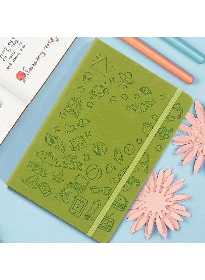 دفتر ملاحظات A5 للكتابة، دفتر ملاحظات بغطاء جلدي صلب، 200 صفحة للكتابة في المدرسة والمكتب (أخضر) - Image 1