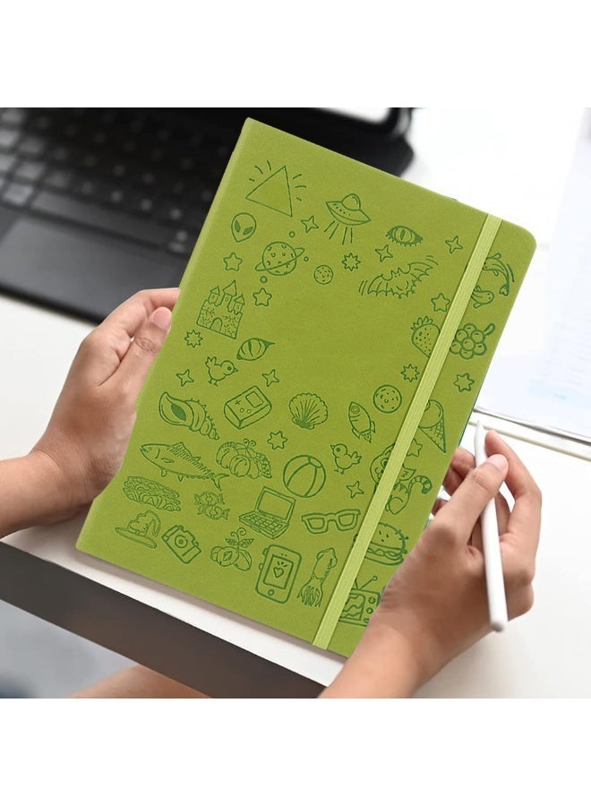 دفتر ملاحظات A5 للكتابة، دفتر ملاحظات بغطاء جلدي صلب، 200 صفحة للكتابة في المدرسة والمكتب (أخضر) - Image 2