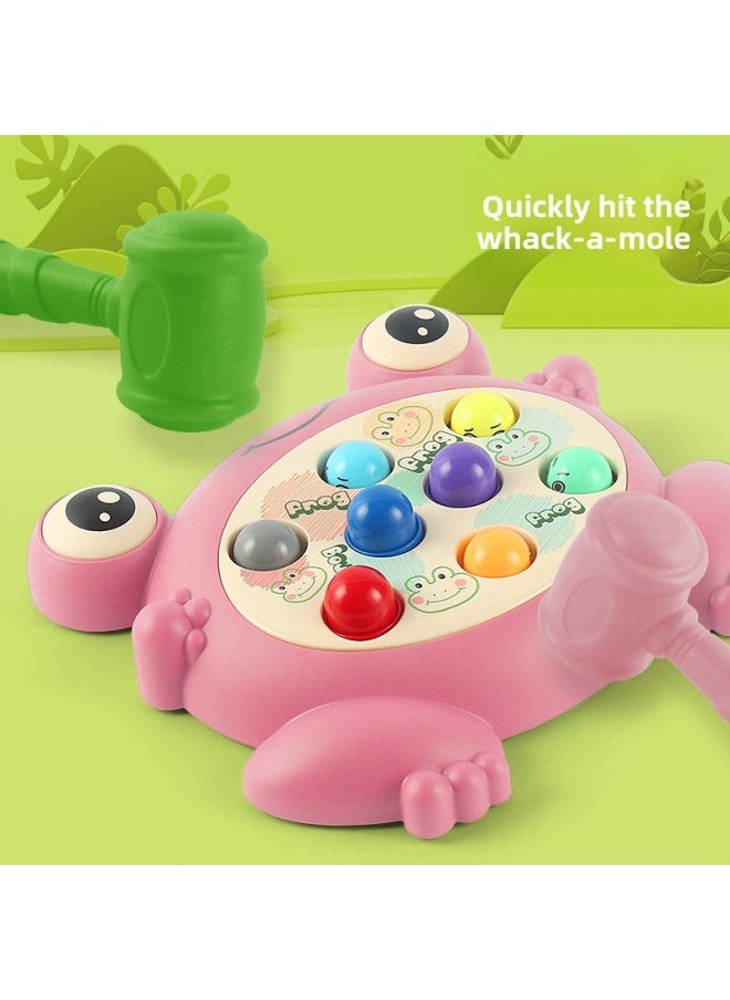 Baby Joy Yap Mouse Children's Toys Puzzle Early Beating Training 1-2 Years Old 3 Game Game Frog Cross Border-Color:Frog Beat Gopher-powder  1 Hammer English Color Box