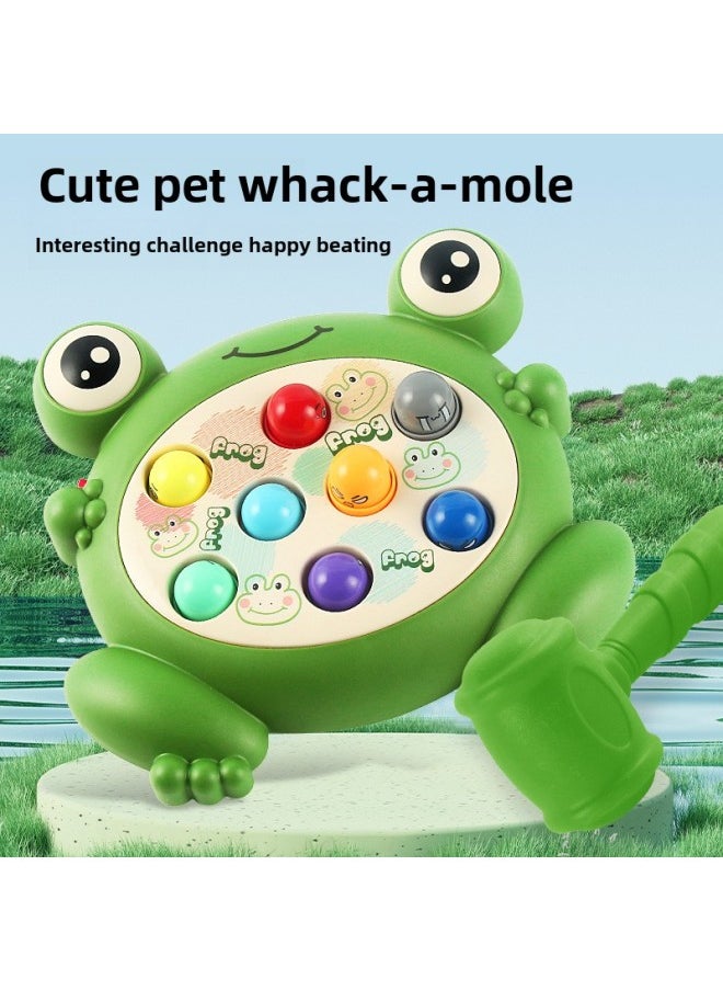 Baby Joy Yap Mouse Children's Toys Puzzle Early Beating Training 1-2 Years Old 3 Game Game Frog Cross Border-Color:Frog Beat Gopher-powder  1 Hammer English Color Box