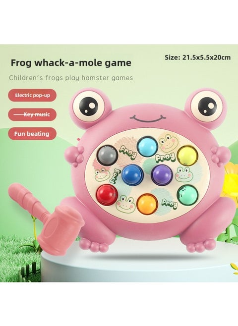 Baby Joy Yap Mouse Children's Toys Puzzle Early Beating Training 1-2 Years Old 3 Game Game Frog Cross Border-Color:Frog Beat Gopher-powder  1 Hammer English Color Box