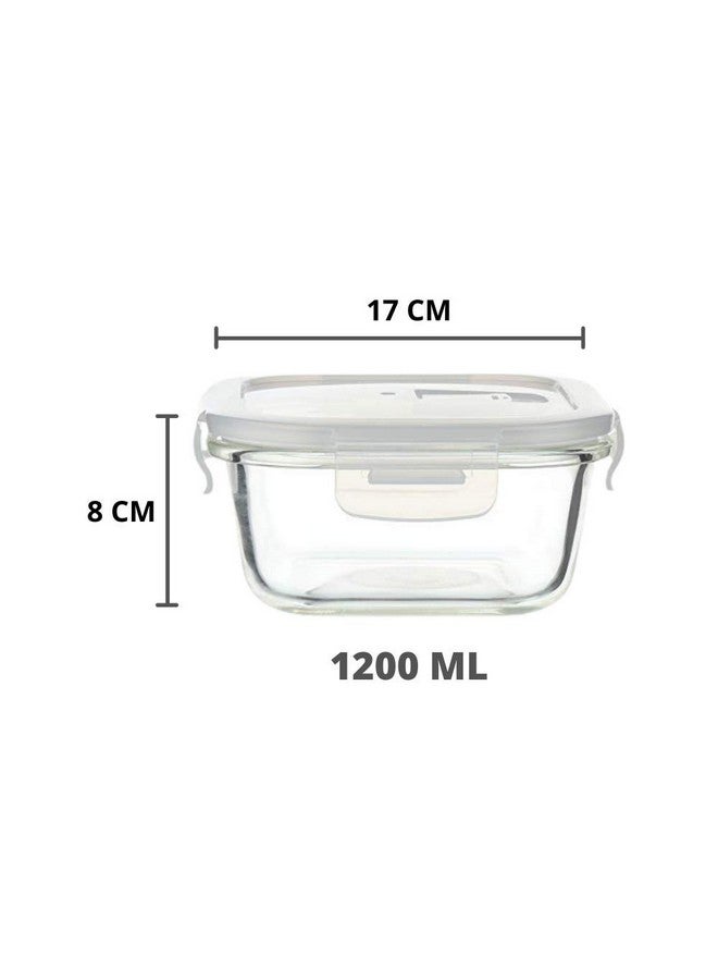 Femora Femora Borosilicate Glass Containers for Kitchen | 1 Year Warranty | Container Boxes for Storage, Storage Box for Kitchen with Air Vent Lid, Microwave Safe Utensils, Square (Set of 1-1200ml) - Image 3