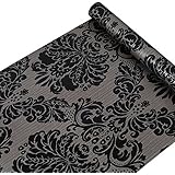 Yifely SimpleLife4U Black Damask Self-Adhesive Shelf Drawer Liner PVC Contact Paper 45x300cm - Image 1